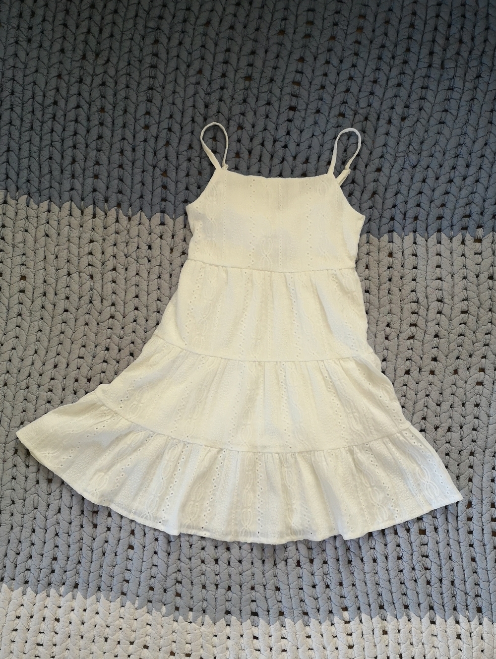 The Children's Place White Eyelet Tiered Spaghetti-Strap Dress